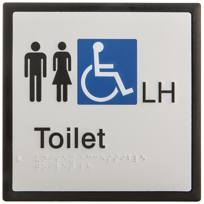 Braille Multi-Use Left Hand Toilet Sign